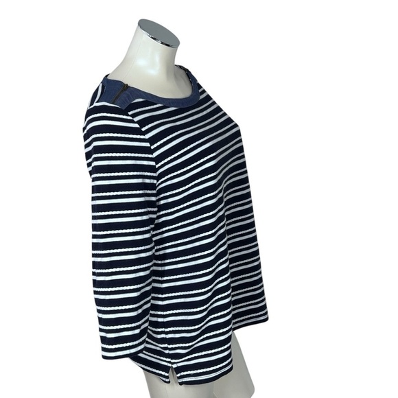 TALBOTS Navy Blue and White Striped Nautica Harbor 3/4 Sleeves Top Women's XL - Picture 11 of 16